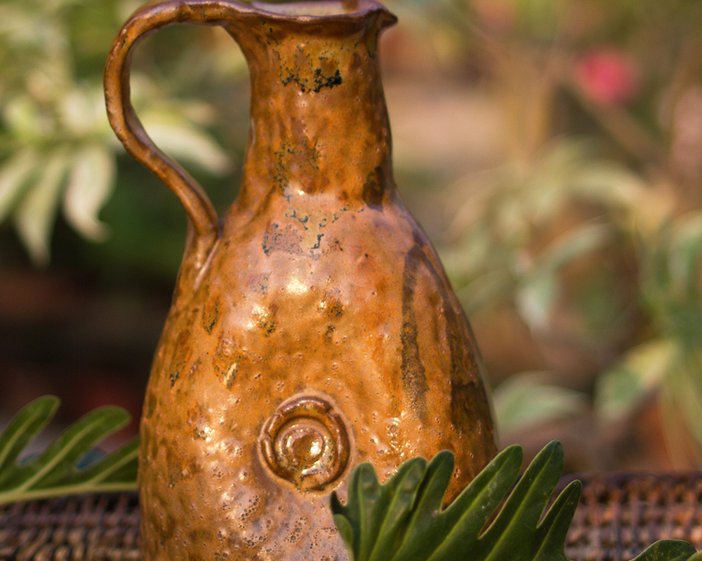 Ceramic Vase Jug Brown Kopái Paar Indian Craft Store