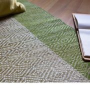 madur kathi rugs in white and green hue