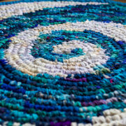 Floor Rug made of upcycled fabric in Blue white