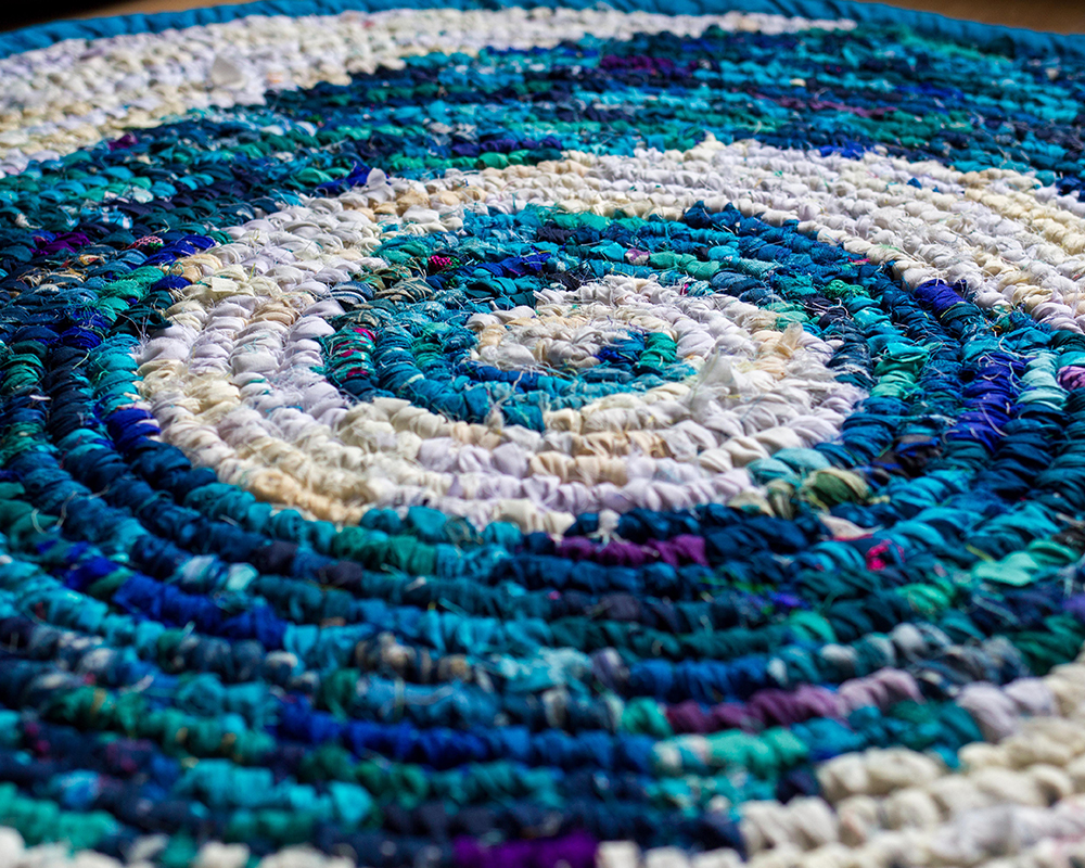 Upcycled Fibonacci Blue Floor Rug Kopái Paar Indian Craft Store