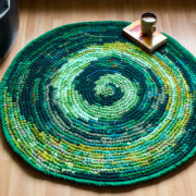 upcycled fabric floor rug greens
