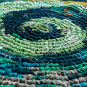 Floor Rug made of upcycled fabric in Green colour