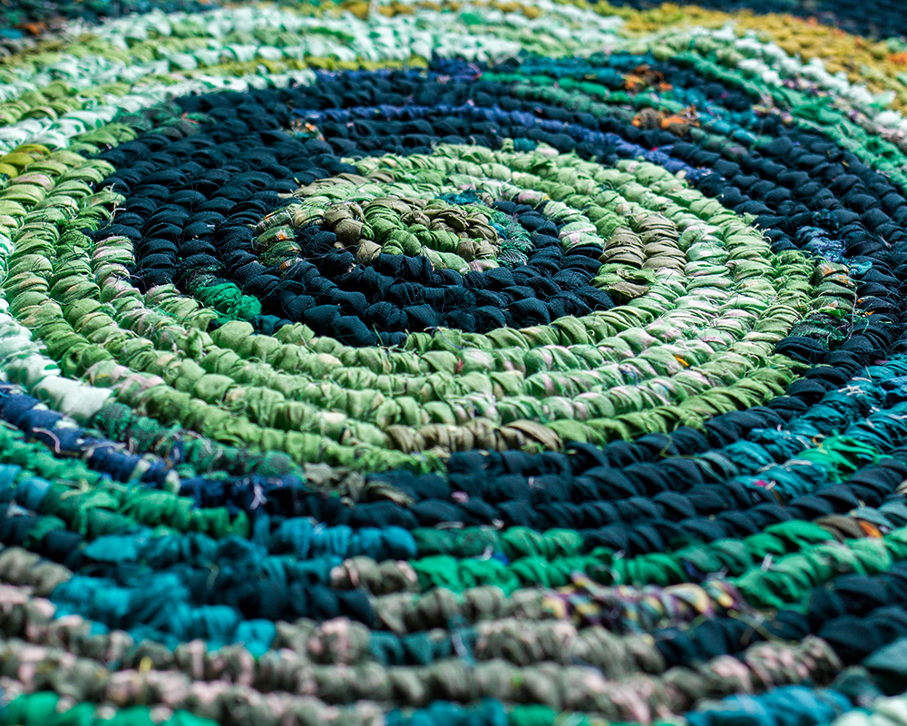 Upcycled Fibonacci Green Floor Rug Kopái Paar Indian Craft Store