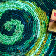 Floor Rug made of upcycled fabric in Green colour
