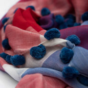 bengal handloom scarf square in blue red