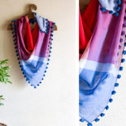 Colourful cotton handloom scarves in red and blue