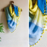 Colourful cotton handloom scarves in blue and yellow