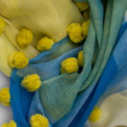 Colourful cotton handloom scarves in blue and yellow