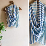Handloom cotton scarf from Bengal in blue stripes