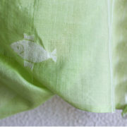 Green jamdani scarf with fish motif