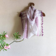 Purple stripes Jamdani Scarf with temple motif