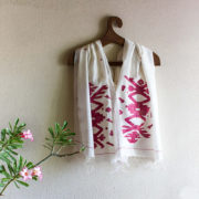 Traditional Red Jamdani scarf with abstract motif