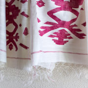 Traditional Red Jamdani scarf with abstract motif