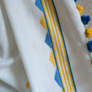 Colourful Jamdani scarf with temple motif