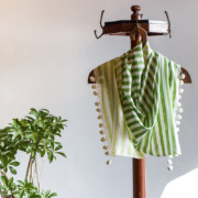 SCARF – BENGAL HANDLOOM Organic COTTON | GREEN STRIPES