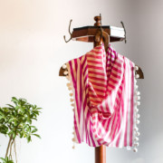 SCARF – BENGAL HANDLOOM organic COTTON | Pink PURPLE STRIPES