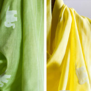 Handloom SCARF – JAMDANI | ANIMAL MOTIF | ELEPHANTS green yellow | Bengal textile | Silk Cotton