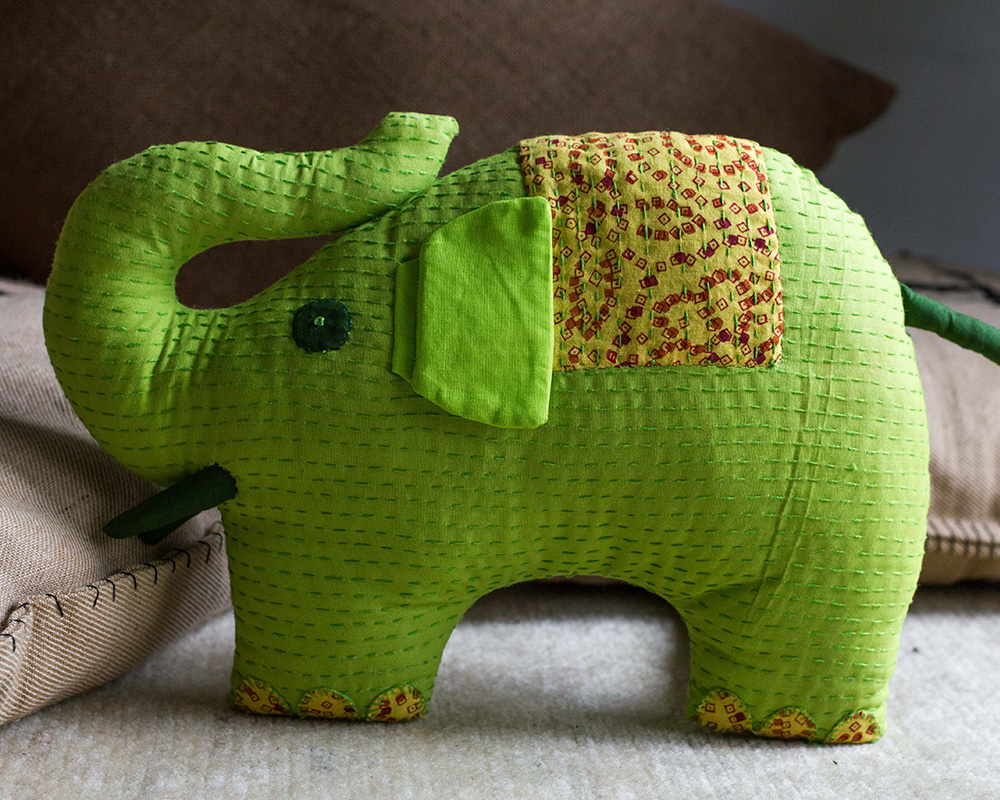 Animal Cushion Little Elly Recycled Fabric Kopai Paar Indian