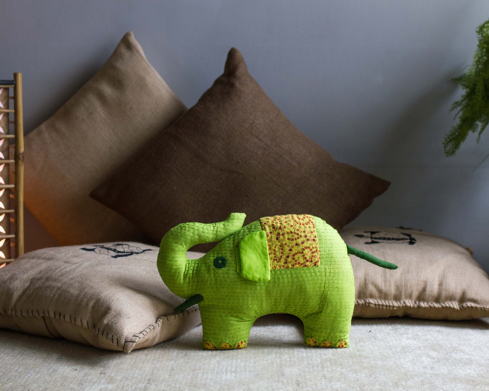 Animal Cushion Little Elly Recycled Fabric Kopai Paar Indian