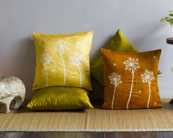 Throw pillow cover, batik, cushion, made in india, handicraft, handmade, silk, indian silk, earth colours