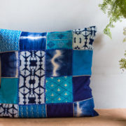 Embroidery cushion, Patchwork cushion, Throw pillow cover, cushion, made in india, handicraft, handmade, Cotton, Blue cushion