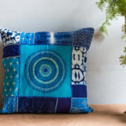 Embroidery cushion, Patchwork cushion, Throw pillow cover, cushion, made in india, handicraft, handmade, Cotton, Blue cushion