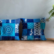 Embroidery cushion, Patchwork cushion, Throw pillow cover, cushion, made in india, handicraft, handmade, Cotton, Blue cushion