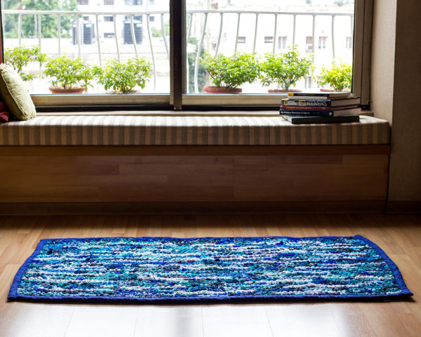 Upcycled fabric rug, Recycled fabric rug, floor rug, fabric runner, handicraft from India