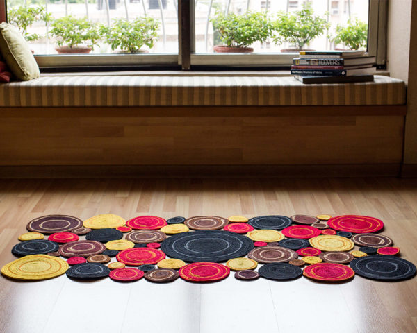 Upcycled fabric rug, Recycled fabric rug, floor rug, fabric runner, handicraft from India