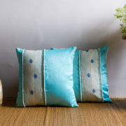 Silk cushion, Embroidery cushion, Throw pillow cover, cushion, made in india, handicraft, handmade, Blue cushion, designer cushion, handloom cushion