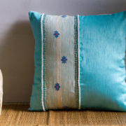 Silk cushion, Embroidery cushion, Throw pillow cover, cushion, made in india, handicraft, handmade, Blue cushion, designer cushion, handloom cushion