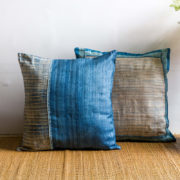 Silk cushion, Embroidery cushion, Throw pillow cover, cushion, made in india, handicraft, handmade, Blue cushion, designer cushion, handloom cushion