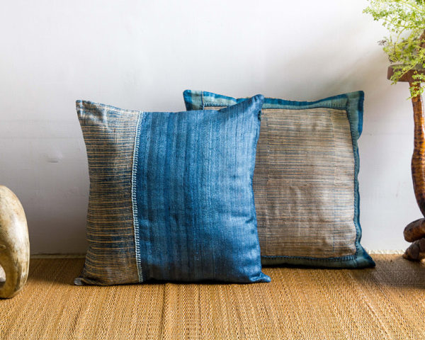 Silk cushion, Embroidery cushion, Throw pillow cover, cushion, made in india, handicraft, handmade, Blue cushion, designer cushion, handloom cushion