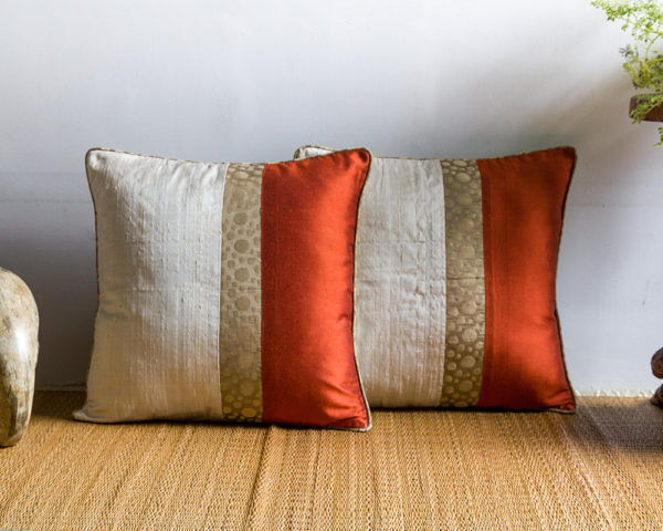 Silk cushion, Throw pillow cover, cushion, made in india, handicraft, handmade, polka cushion, designer cushion, handloom cushion