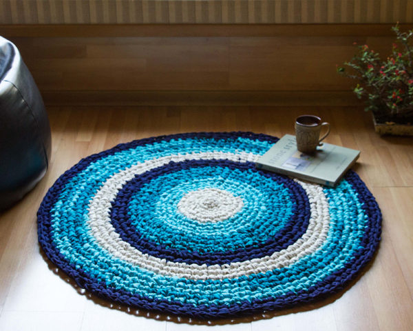 Upcycled fabric rug, Recycled fabric rug, floor rug, fabric rug, handicraft from India