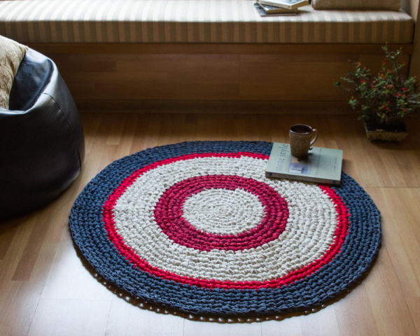 Upcycled fabric rug, Recycled fabric rug, floor rug, fabric rug, handicraft from India