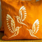 Throw pillow cover, batik, cushion, made in india, handicraft, handmade, silk, indian silk, kantha cushion, brown cushion, Bird cushion,