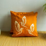 Throw pillow cover, batik, cushion, made in india, handicraft, handmade, silk, indian silk, kantha cushion, brown cushion, Bird cushion,