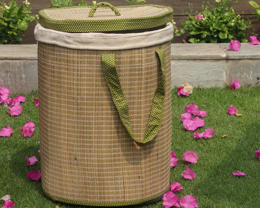 Natural Fibre Laundry Basket Kopai Paar Indian Craft Store