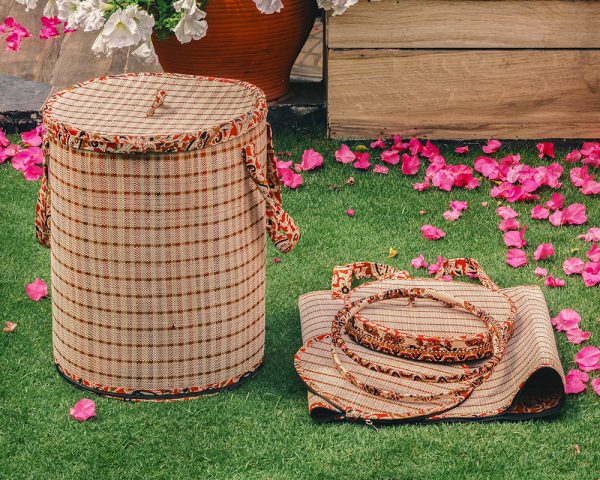 Madur Kathi Basket, Laundry Basket, Natural Fibre Basket, handwoven Basket, Indian handicraft, Crafts of India, Kopai-Paar, Organic Laundry basket