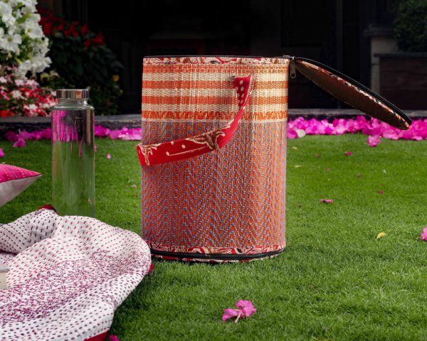 Lunch carrier, tiffin carrier, Madur Kathi Basket, Picnic Basket, Natural Fibre Basket, handwoven Basket, Indian handicraft, Crafts of India, Kopai-Paar, Organic picnic basket