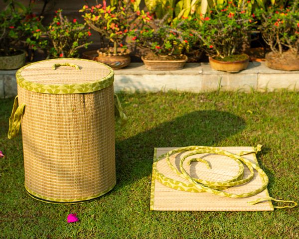 Madur Kathi Basket, Laundry Basket, Natural Fibre Basket, handwoven Basket, Indian handicraft, Crafts of India, Kopai-Paar, Organic Laundry basket